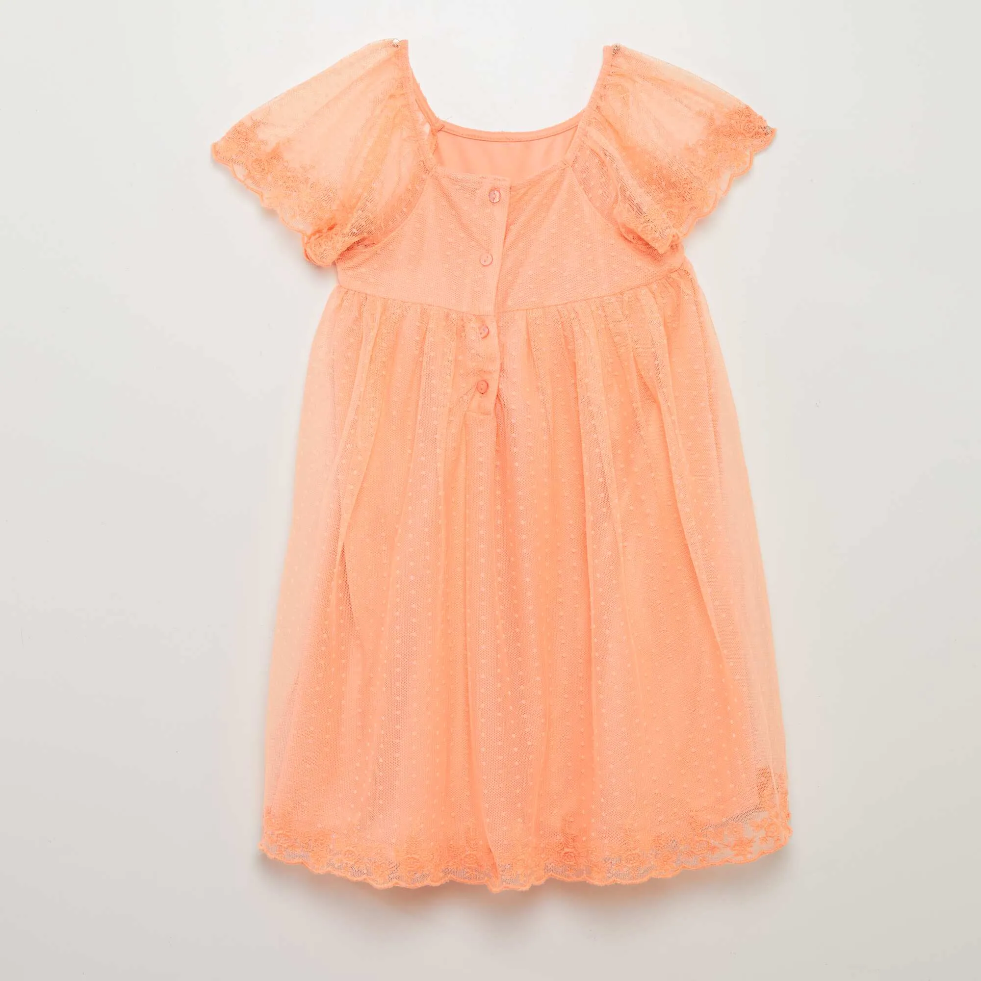 Dotted Swiss tulle A-line dress ORANGE
