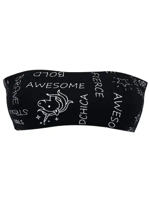 Double-layer Cotton Tube Bra | Non-Padded Bandeau Bra | Metallic Black Bra