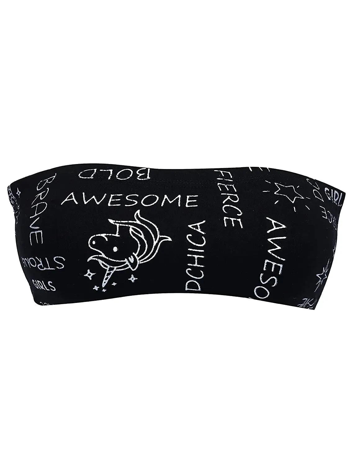 Double-layer Cotton Tube Bra | Non-Padded Bandeau Bra | Metallic Black Bra