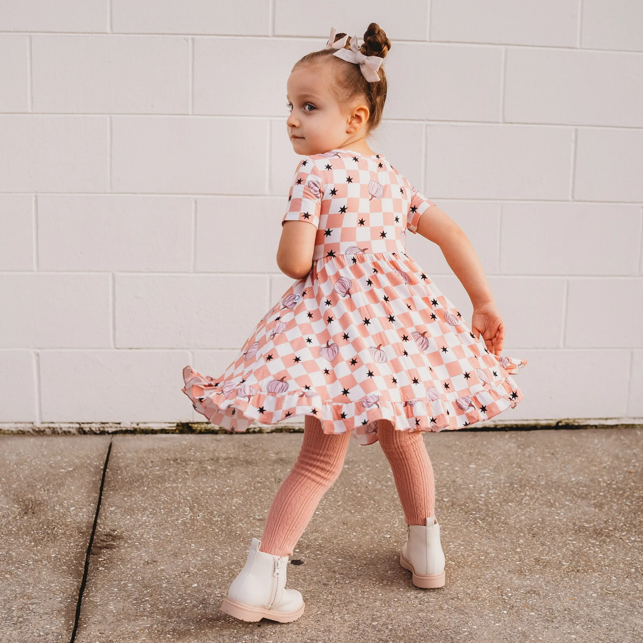 Dream Big Little Co Harvest Kisses Checks Dream Ruffle Dress