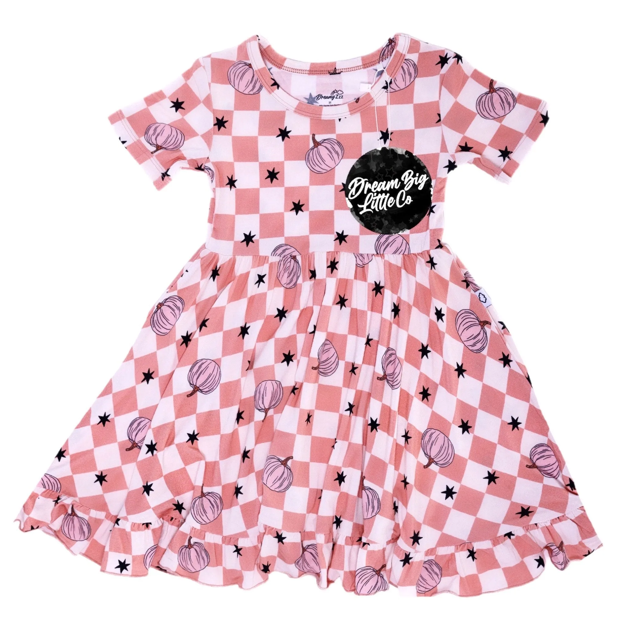 Dream Big Little Co Harvest Kisses Checks Dream Ruffle Dress