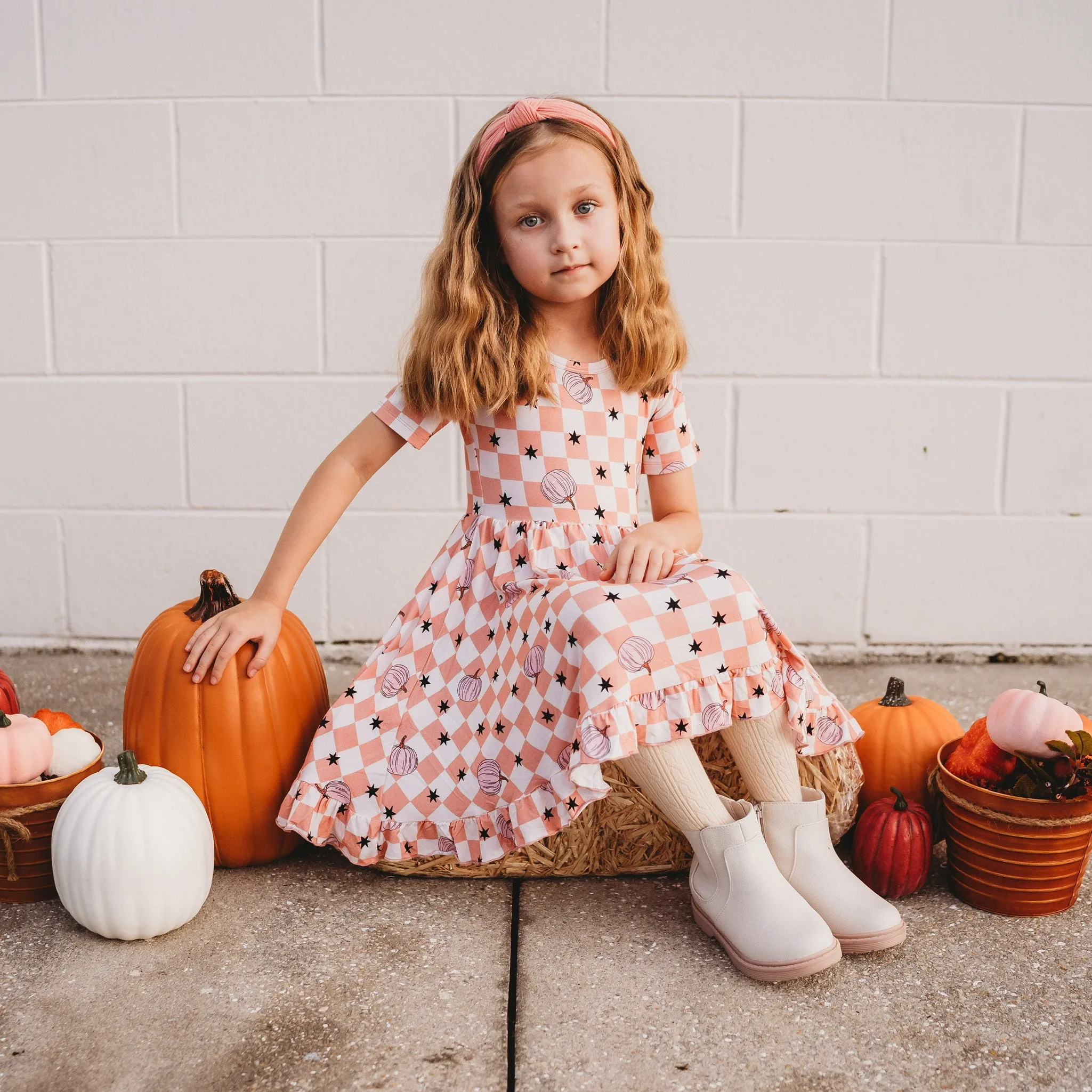 Dream Big Little Co Harvest Kisses Checks Dream Ruffle Dress