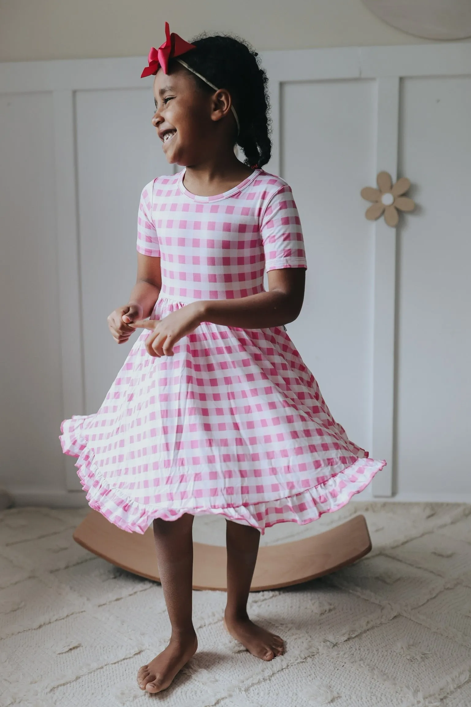 Dream Big Little Co Pinknic Gingham Dream Ruffle Dress