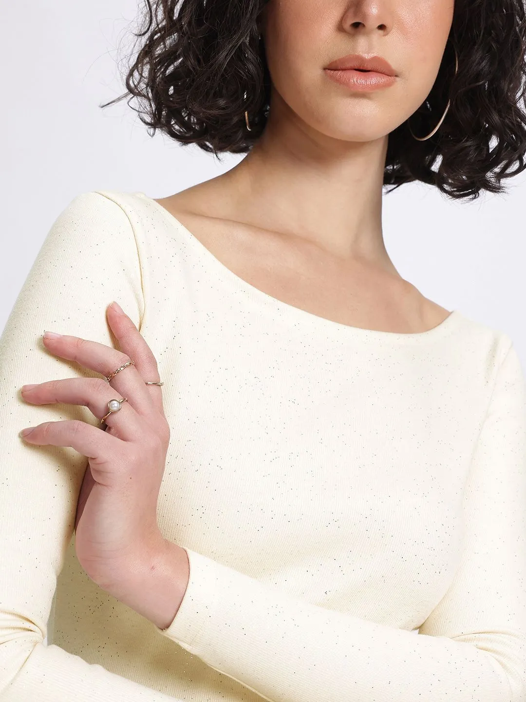 DressBerry Oh-So Winter Worthy Ribbed Boat Neck Bodycon Dress with Shining Elements