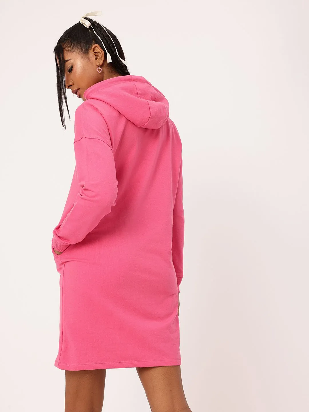 DressBerry Varsity Cool Printed Hooded T-shirt Dress