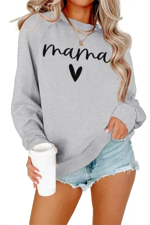 Dressmine Womens Long Sleeve Shirts Maternity Sweater Graphic Tees Raglan Shirt Heart Print Pullover Grey Large