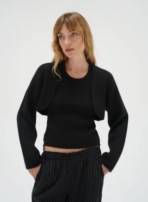 Ean Shrug Sweater Set in Black