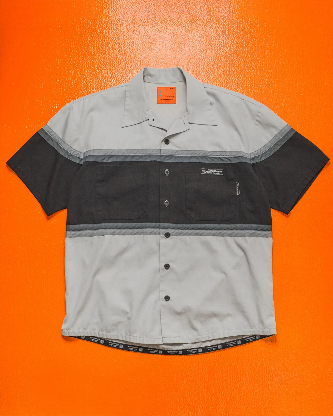 Early 2000s Greyscale Strip Panelled Boxy Shirt (M)