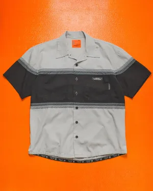 Early 2000s Greyscale Strip Panelled Boxy Shirt (M)