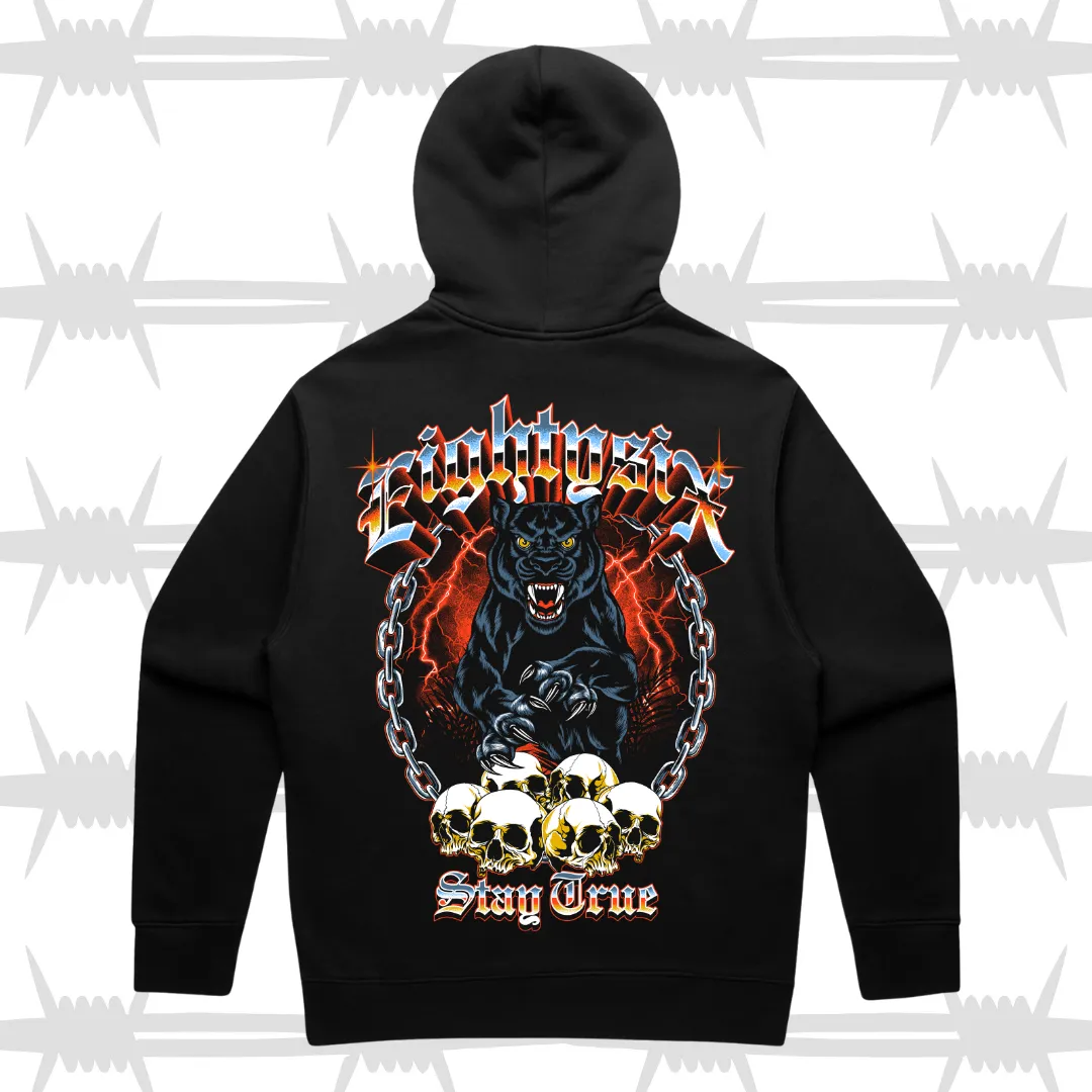 EIGHTY6 PANTHER SKULL HOOD - BLACK