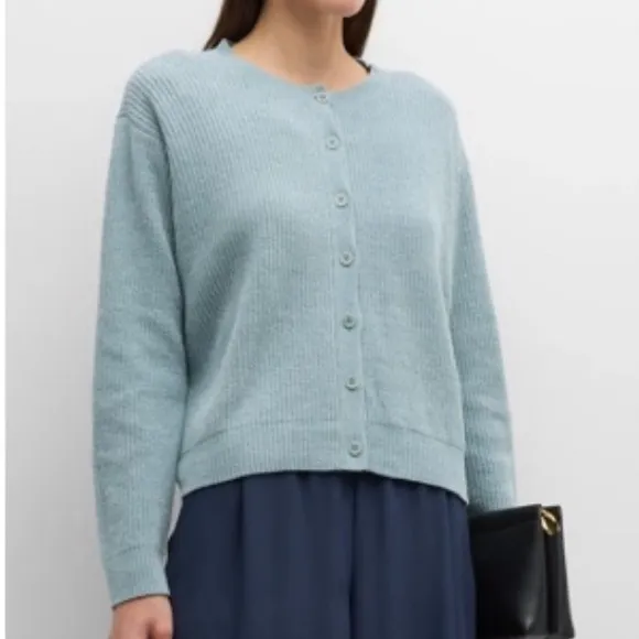 Eileen Fisher Baby Blue Boxy Cardigan Size Small