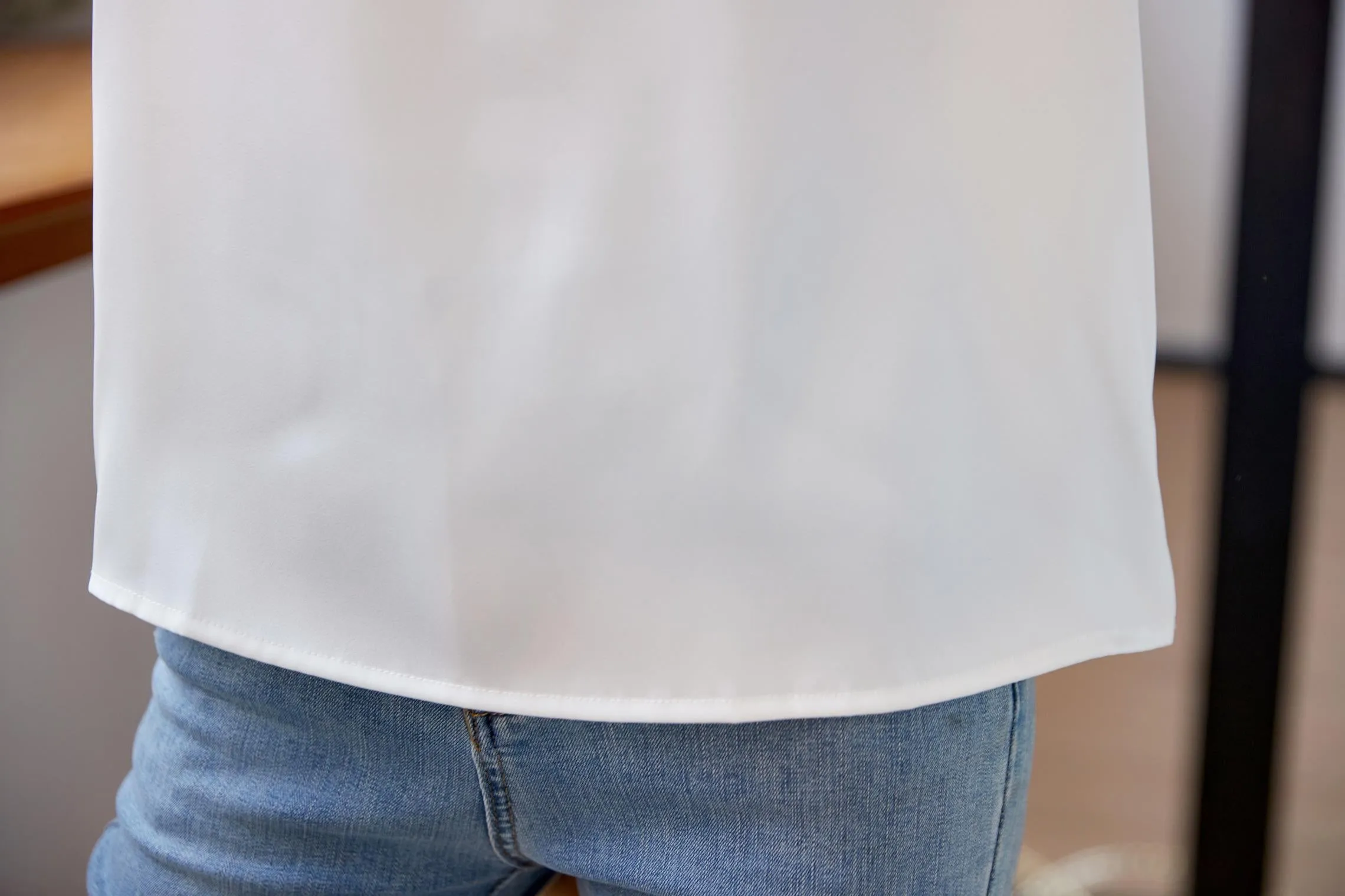 Elegant Solid Satin T-Shirt with Chiffon and Contrast Trim for Women