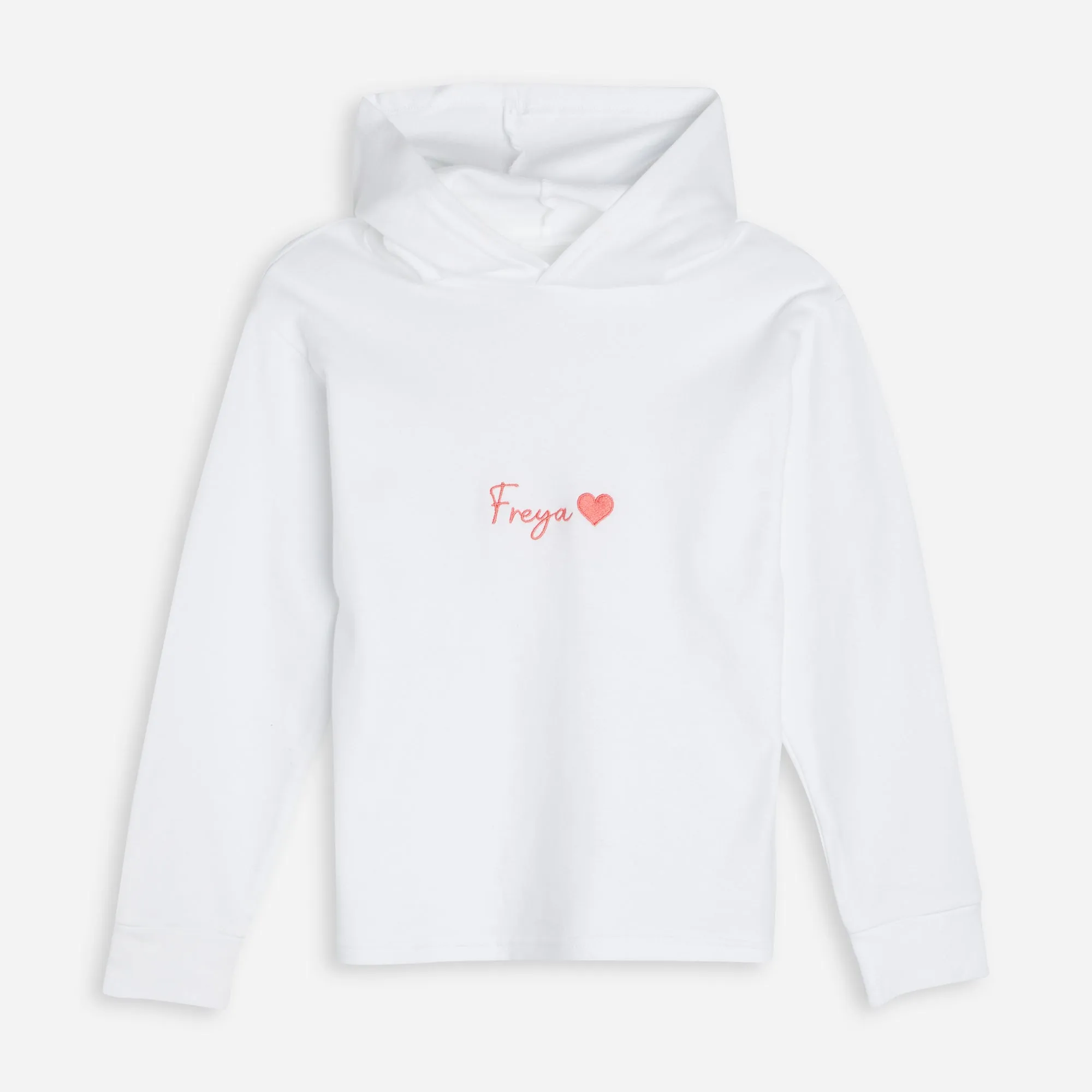 Embroidered Heart Hooded Top