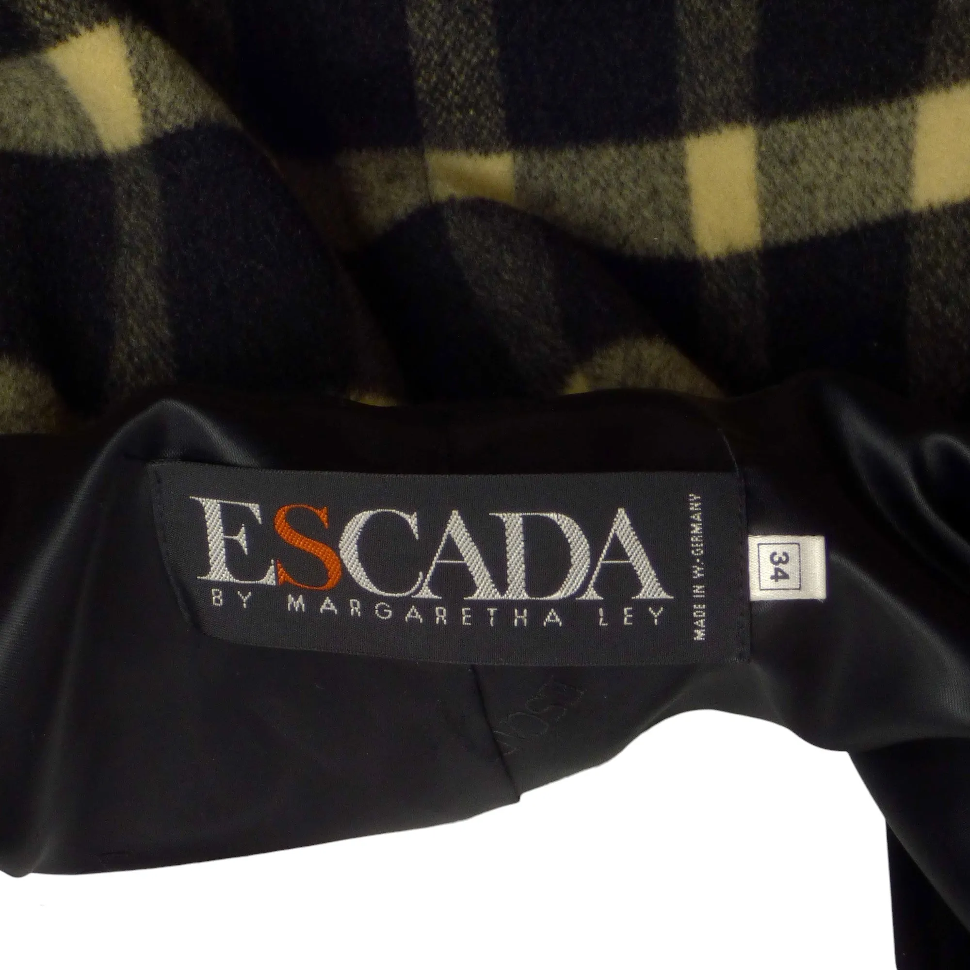 ESCADA- 1980s Plaid Wool Coat, Size 4