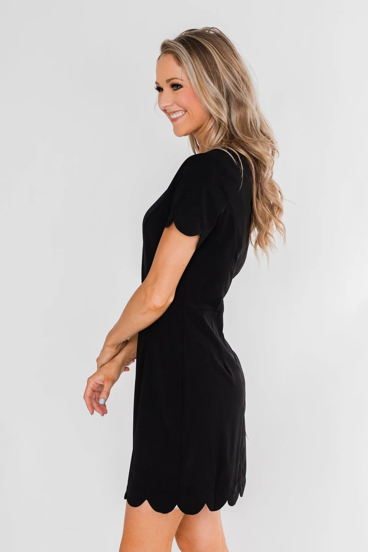 Everywhere With You Fitted Dress- Black