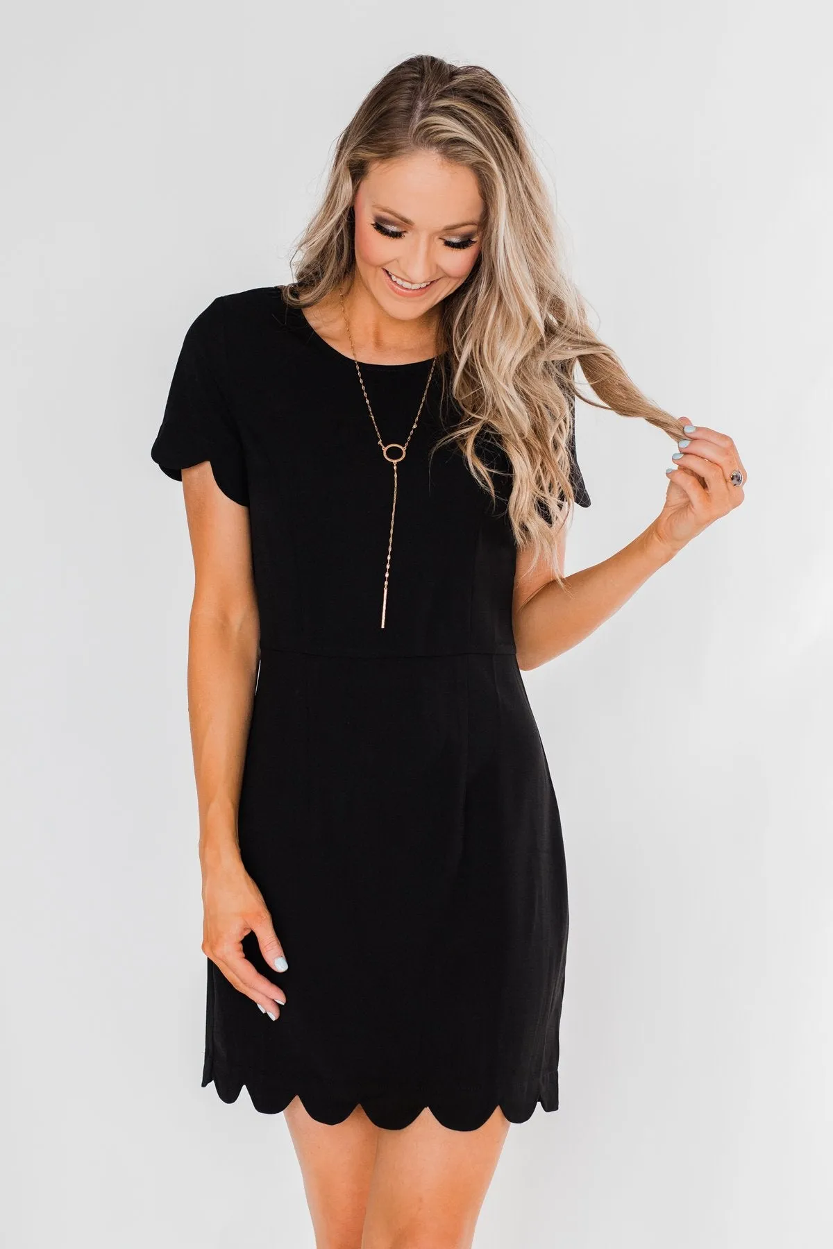 Everywhere With You Fitted Dress- Black