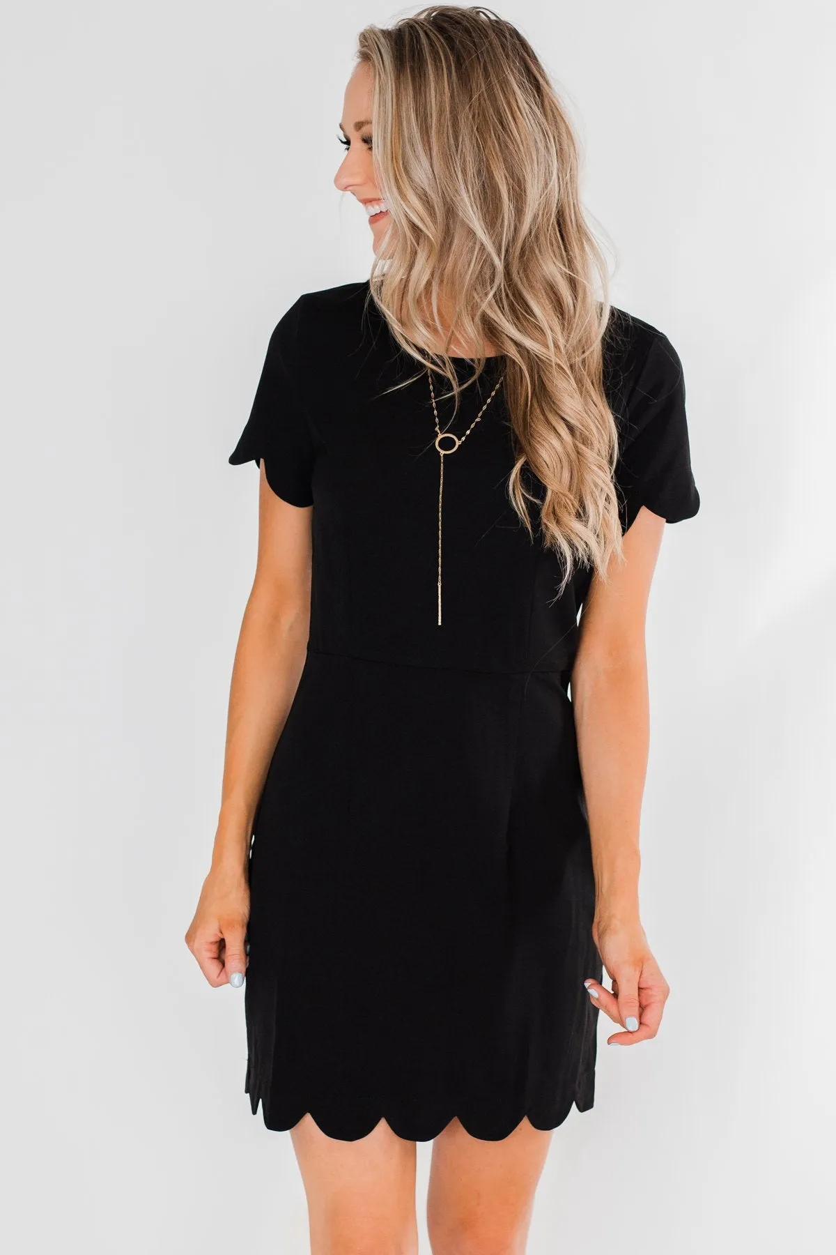 Everywhere With You Fitted Dress- Black