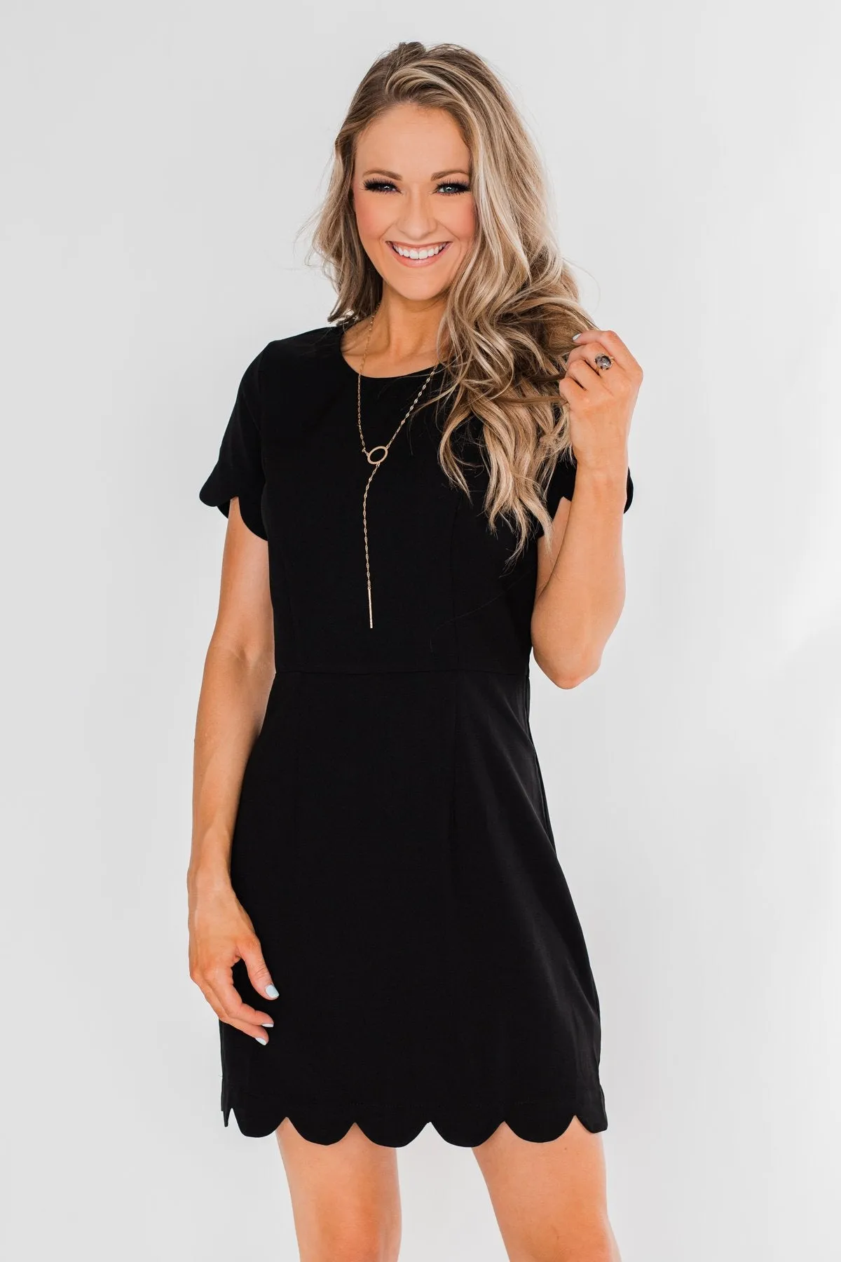 Everywhere With You Fitted Dress- Black