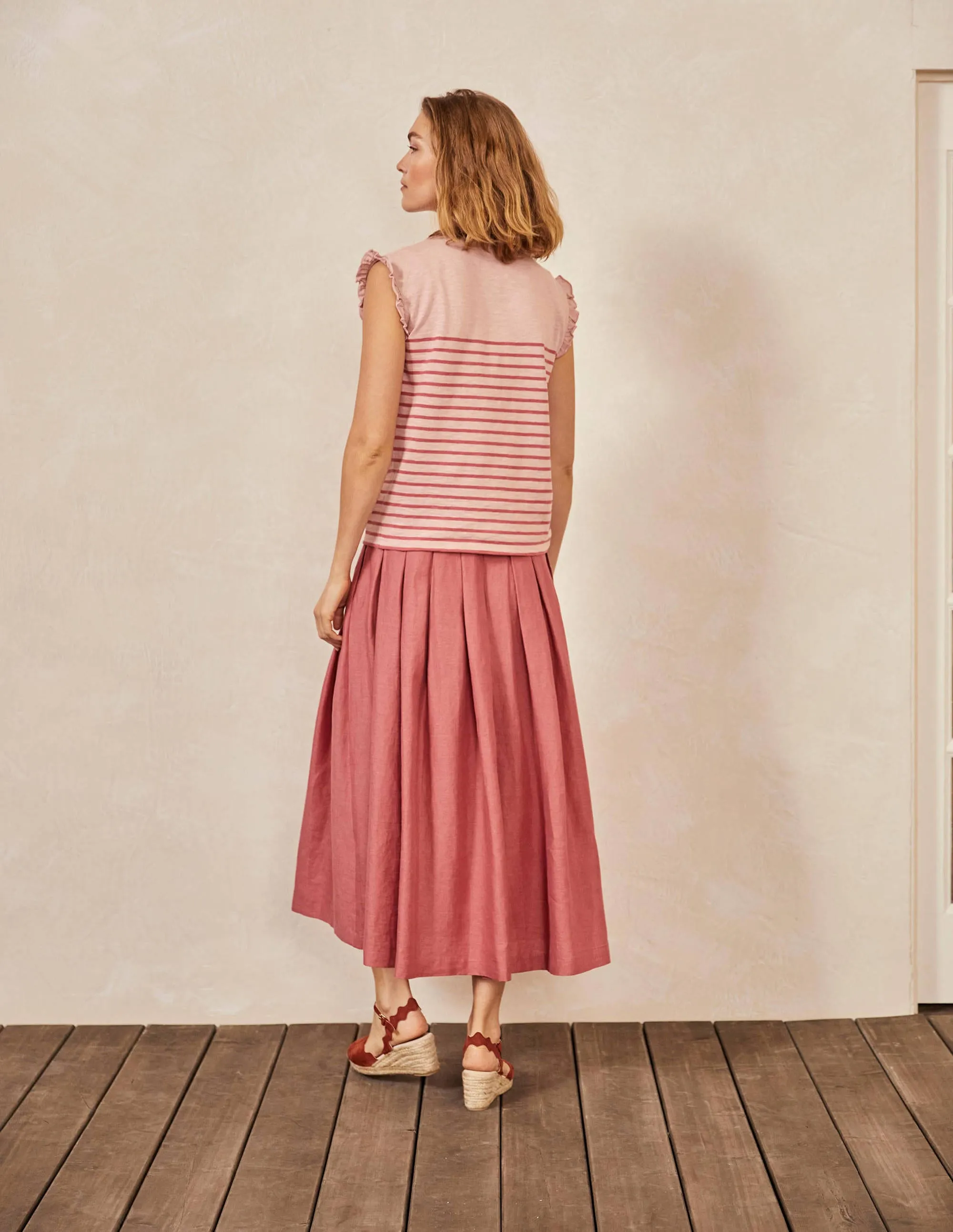 Faye Jersey Top-Milkshake/ Dusty Red