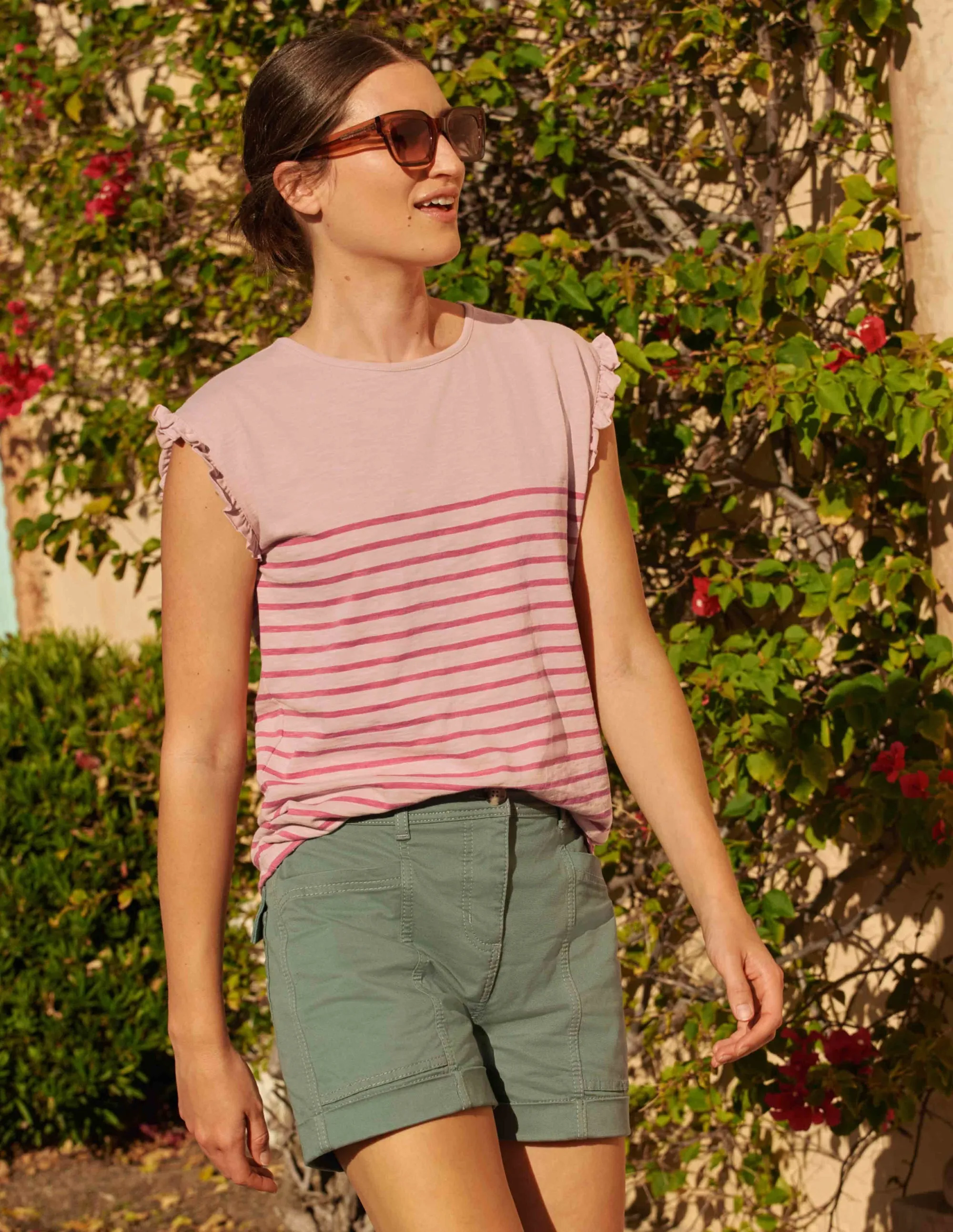 Faye Jersey Top-Milkshake/ Dusty Red