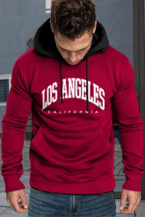 Fiery Red LOS ANGELES CALIFORNIA Print Long Sleeve Men's Hoodie