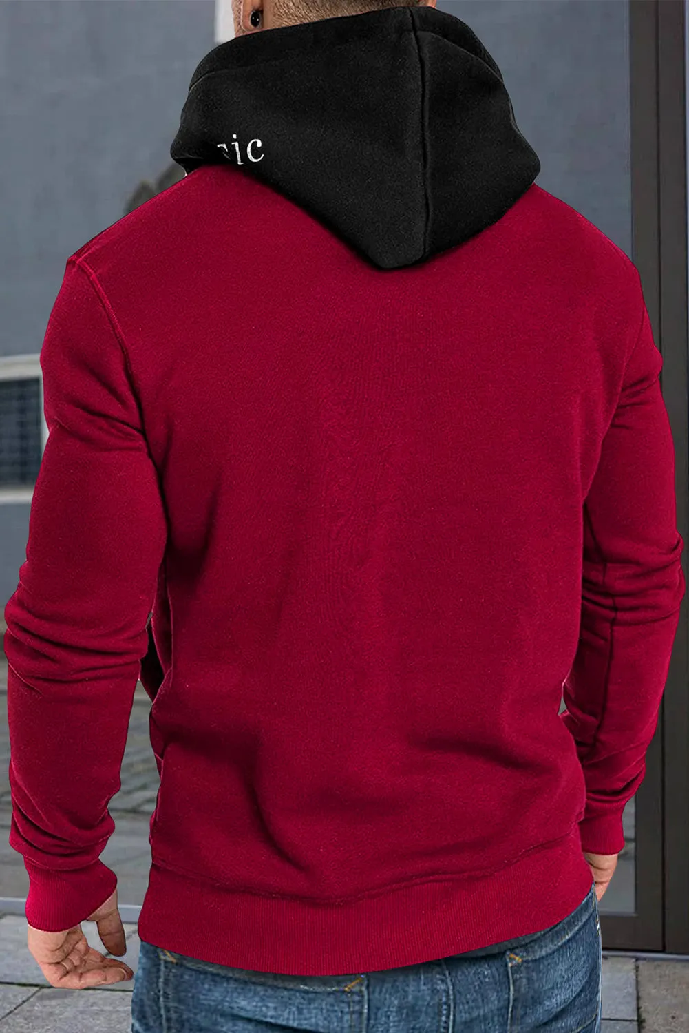Fiery Red Southwestern Aztec Tribal Print Men Hoodie