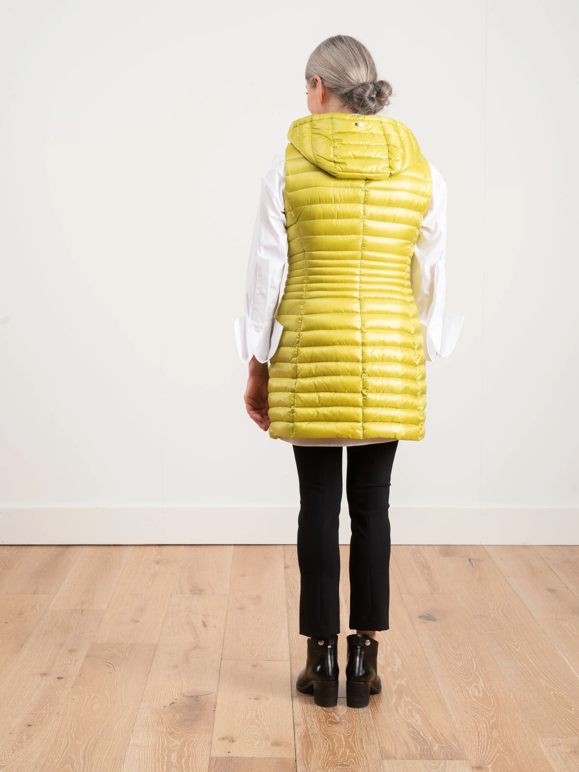 fitted vest w/ hood - chartreuse