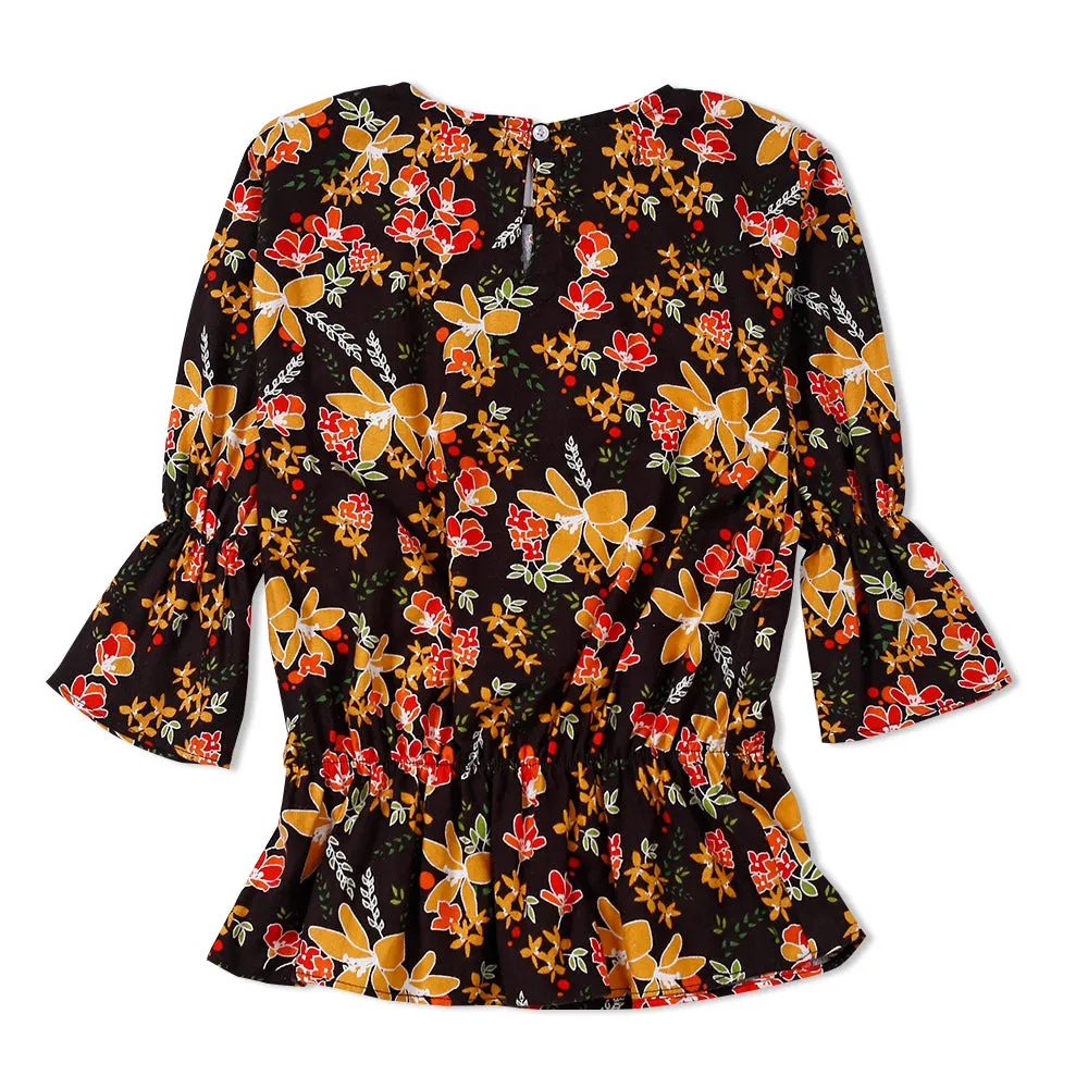 Flannel Multi Flowers Top