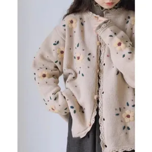 Floral Print Round Neck Sweater