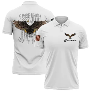 Freedom Isn't Free Custom White Eagle American Patriot Name Golf Polo Shirt
