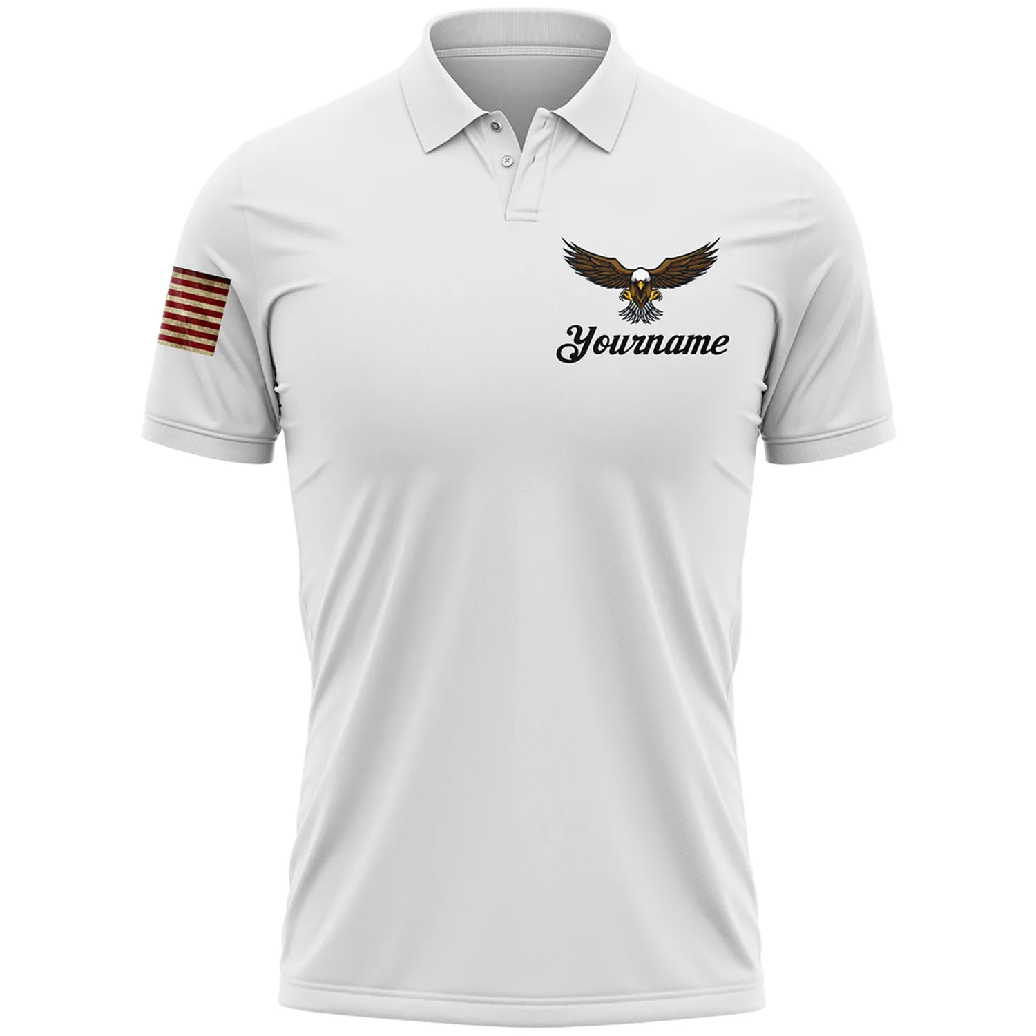 Freedom Isn't Free Custom White Eagle American Patriot Name Golf Polo Shirt