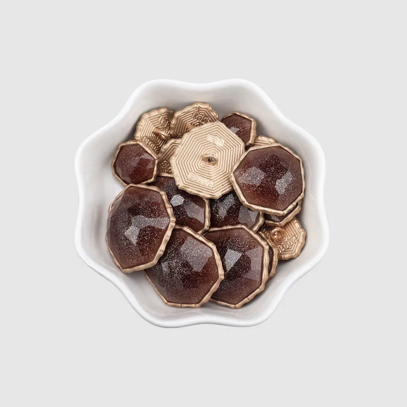 French Style Vintage Brown Blue Shank Buttons for Coats Sweaters 15 Pack
