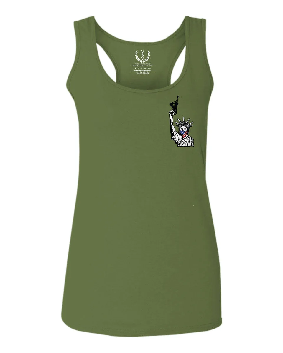 Front and Back Freedom Isn't Free Grunt 2nd Amendment Ammendment Guns Second  women's Tank Top sleeveless Racerback
