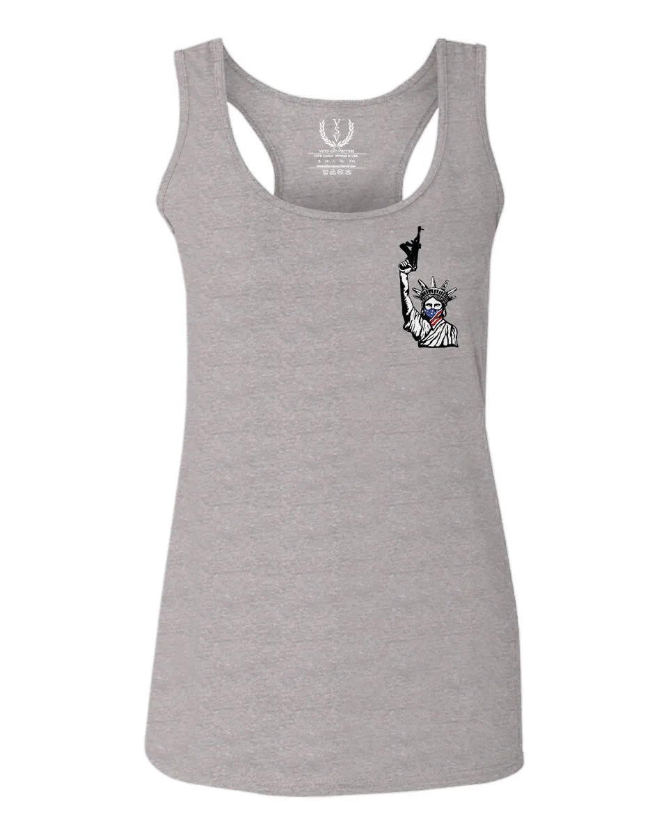 Front and Back Freedom Isn't Free Grunt 2nd Amendment Ammendment Guns Second  women's Tank Top sleeveless Racerback
