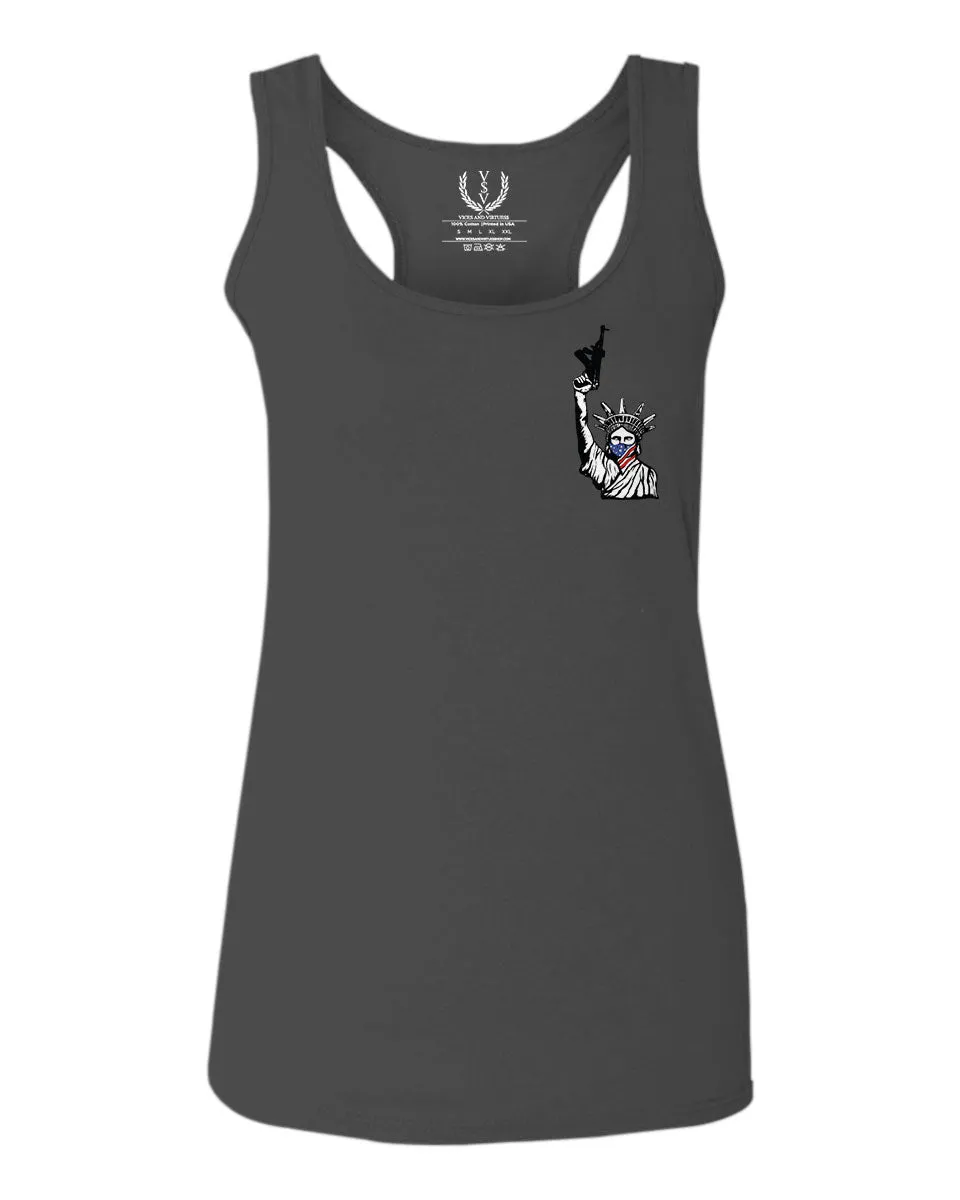 Front and Back Freedom Isn't Free Grunt 2nd Amendment Ammendment Guns Second  women's Tank Top sleeveless Racerback