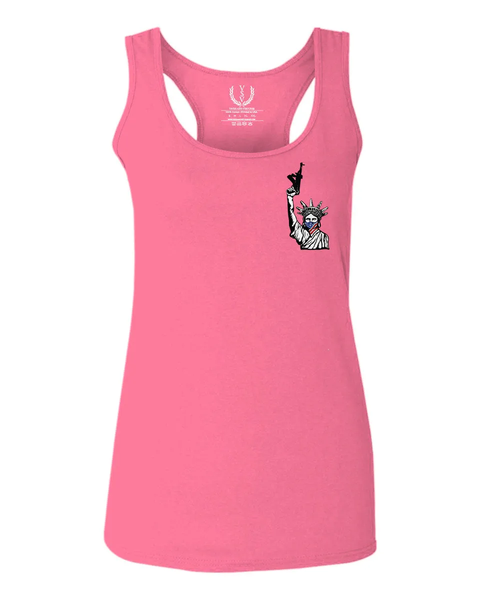 Front and Back Freedom Isn't Free Grunt 2nd Amendment Ammendment Guns Second  women's Tank Top sleeveless Racerback