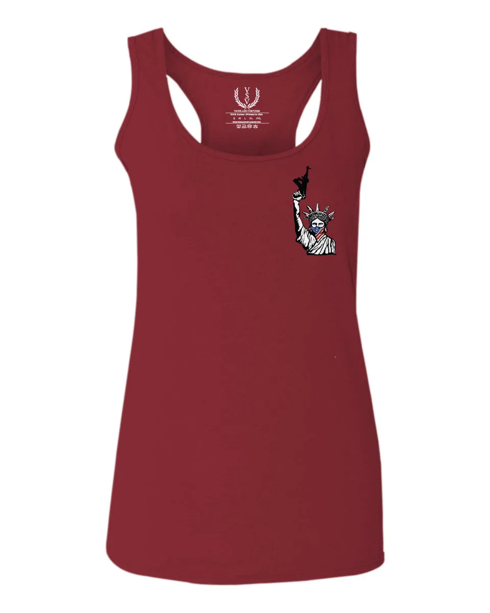 Front and Back Freedom Isn't Free Grunt 2nd Amendment Ammendment Guns Second  women's Tank Top sleeveless Racerback