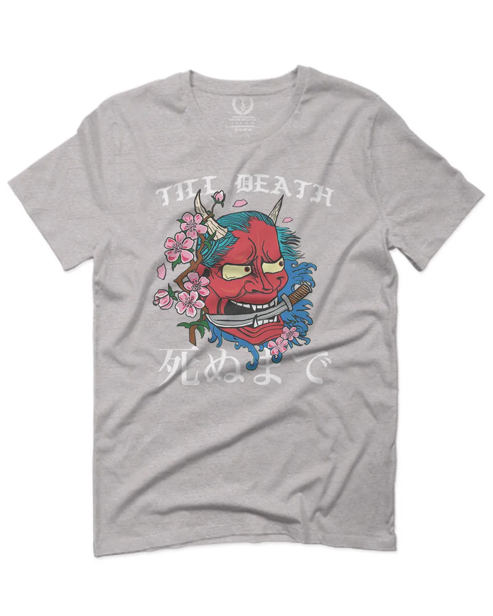 Front Demon Graphic Traditional Japanese Till Death Good Vibes For men T Shirt