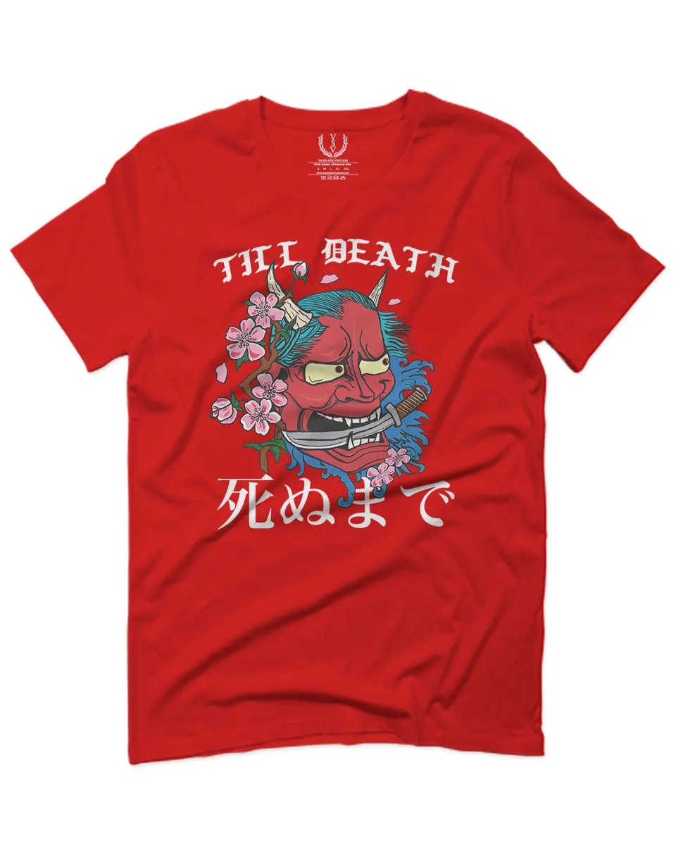 Front Demon Graphic Traditional Japanese Till Death Good Vibes For men T Shirt