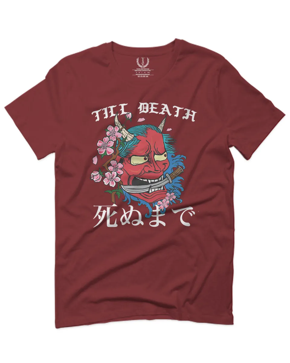 Front Demon Graphic Traditional Japanese Till Death Good Vibes For men T Shirt