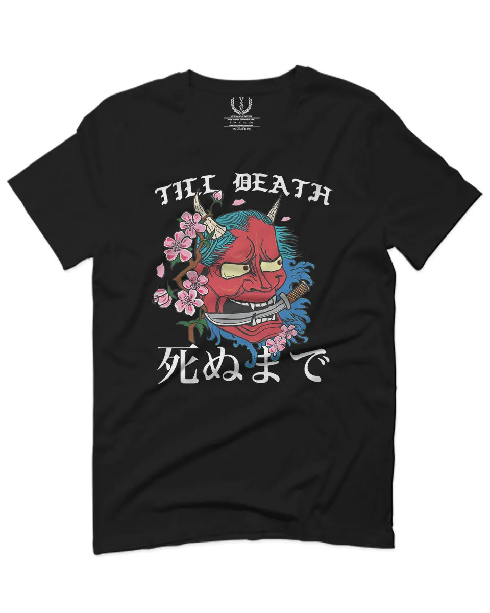 Front Demon Graphic Traditional Japanese Till Death Good Vibes For men T Shirt