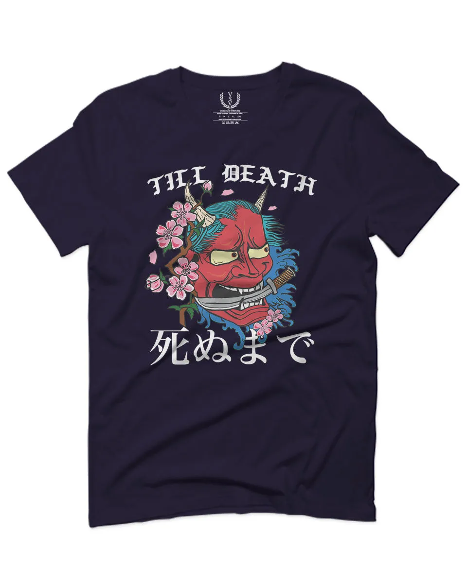 Front Demon Graphic Traditional Japanese Till Death Good Vibes For men T Shirt