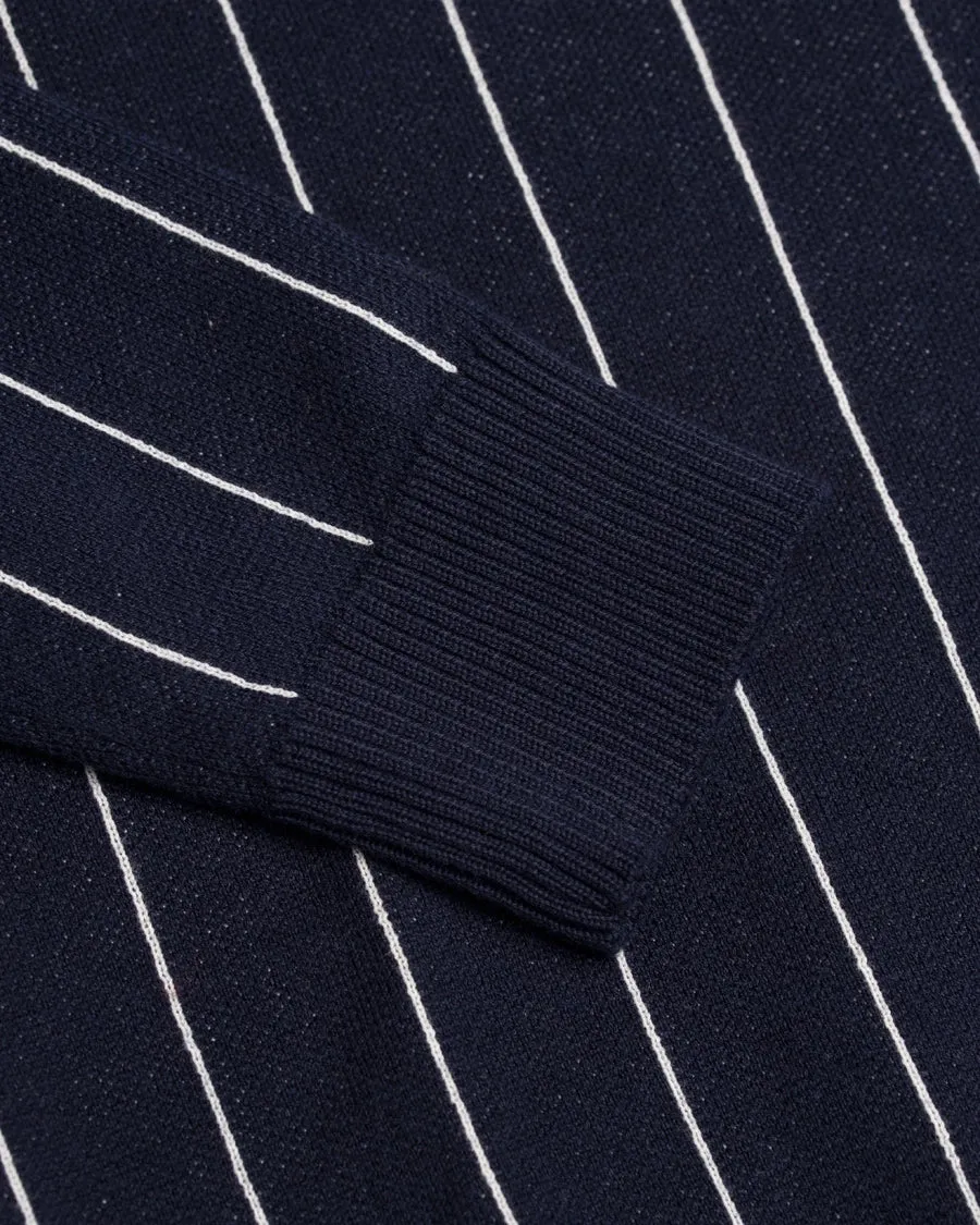 Gant Rugger Men's Pinstripe Jacquard Sweater (84187), Harbor Navy, Medium