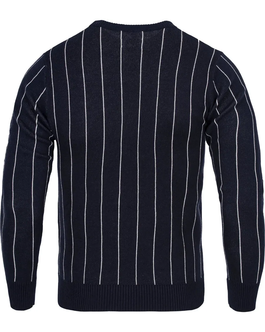 Gant Rugger Men's Pinstripe Jacquard Sweater (84187), Harbor Navy, Medium