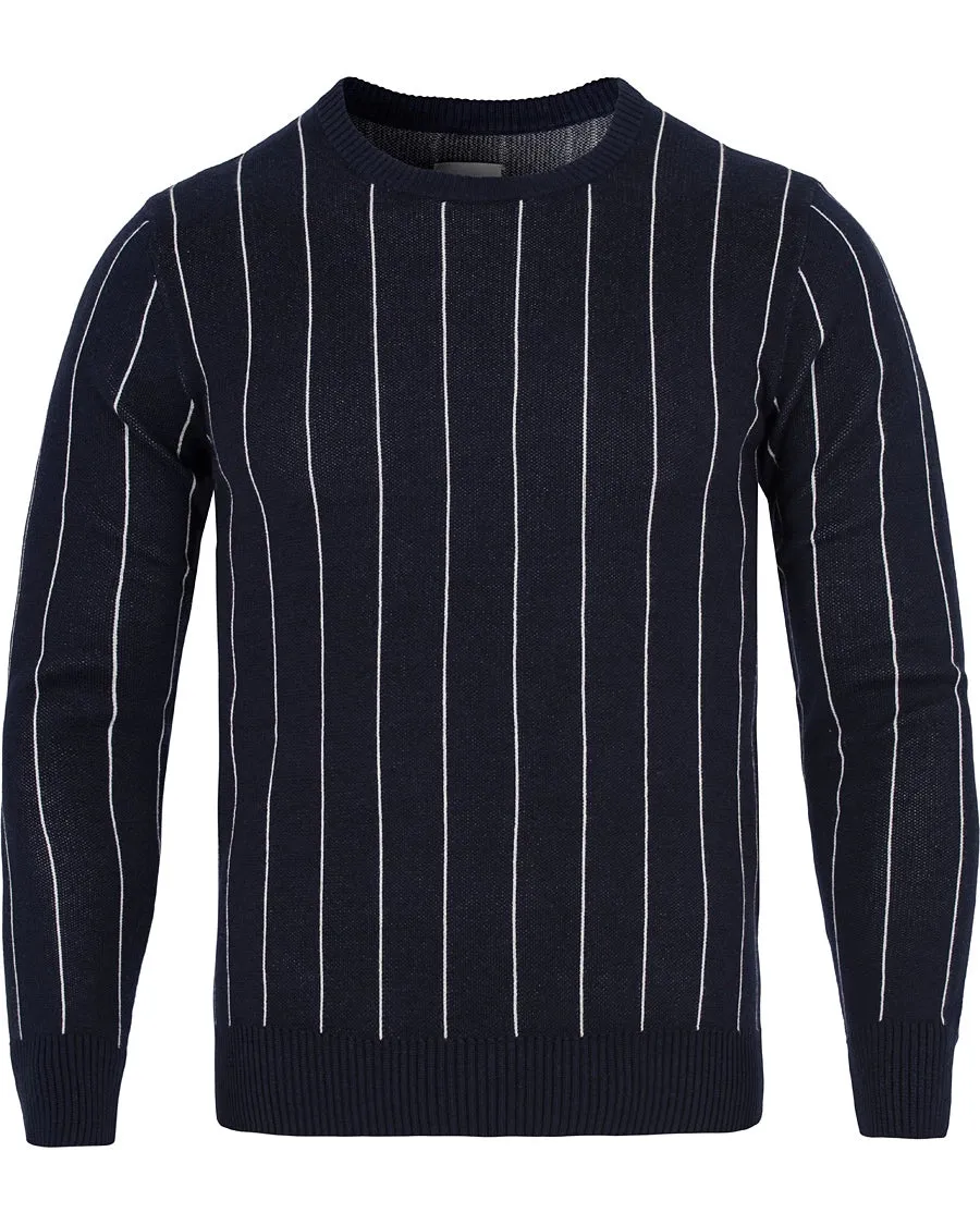 Gant Rugger Men's Pinstripe Jacquard Sweater (84187), Harbor Navy, Medium