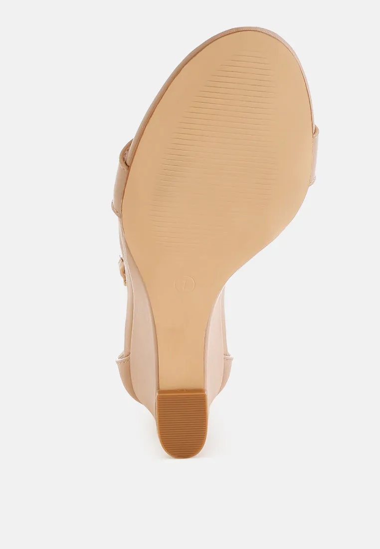 Genuine Leather Slim Wedge Heel Sandals By RUW