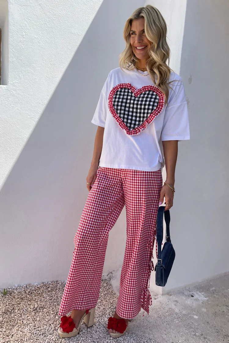 Gingham Heart Boxy T Shirt