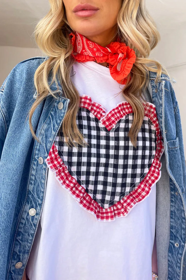 Gingham Heart Boxy T Shirt