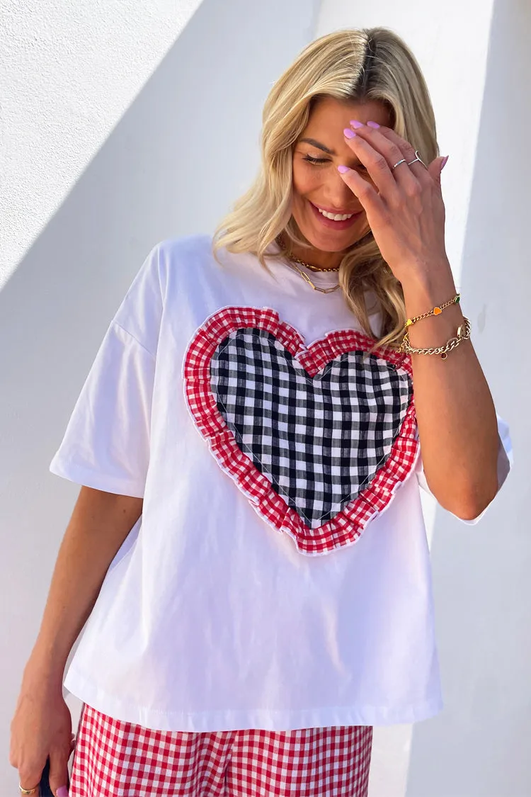 Gingham Heart Boxy T Shirt
