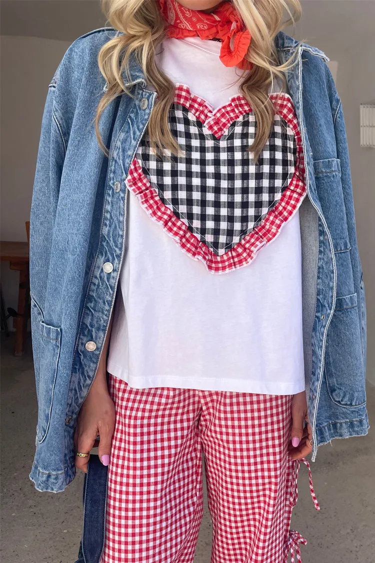 Gingham Heart Boxy T Shirt